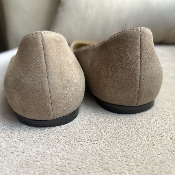 Jimmy Choo Taupe Suede Ballet Flats Women EU 35.5 US 5 Casual Classic Career - Picture 9 of 14